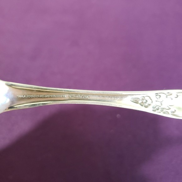 Oneida William A. Rogers Deluxe Stainless Huntington Serving Spoon Glossy - Picture 3 of 3